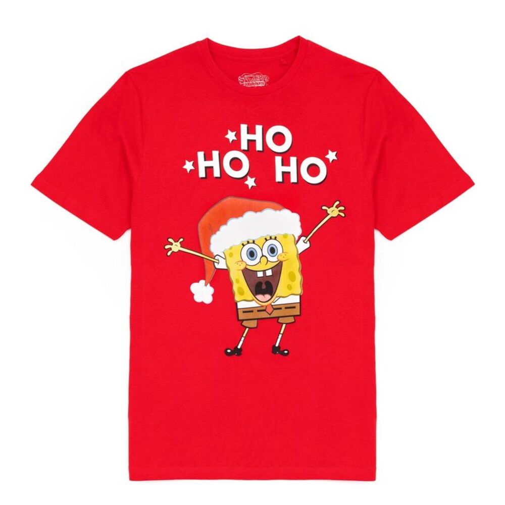 SpongeBob SquarePants Mens Ho Ho Ho Christmas T-Shirt / Red